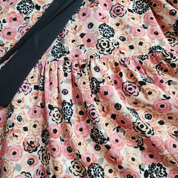 KATE SPADE Rosette Blooms Wrap Dress, Pink with black and white - Picture 3 of 5